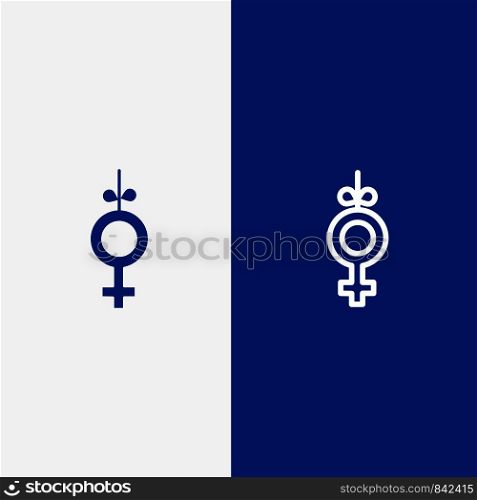 Gender, Symbol, Ribbon Line and Glyph Solid icon Blue banner