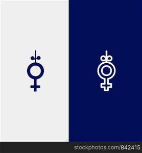 Gender, Symbol, Ribbon Line and Glyph Solid icon Blue banner
