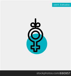Gender, Symbol, Ribbon turquoise highlight circle point Vector icon