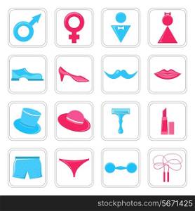 Gender symbols restroom icons set isolated vector illustration