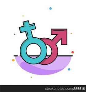 Gender, Venus, Mars, Male, Female Flat Color Icon Vector