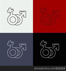 Gender, Venus, Mars, Male, Female Icon Over Various Background. Line style design, designed for web and app. Eps 10 vector illustration. Vector EPS10 Abstract Template background