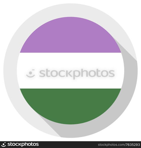 Genderqueer flag, round shape icon on white background