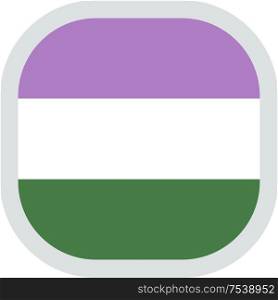 Genderqueer flag, rounded square shape icon on white background, vector illustration. rounded square with flag pride lgbt
