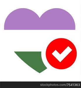 Genderqueer pride flag in heart shape, vector illustration for your design. flag in heart shape, vector illustration for your design