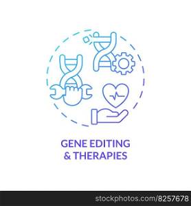 Gene editing and therapies blue gradient concept icon. Ability to change organism DNA. Healthcare technology. Genomic medicine abstract idea thin line illustration. Isolated outline drawing. Gene editing and therapies blue gradient concept icon