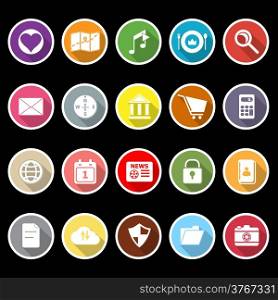 General application icons with long shadow, stock vector
