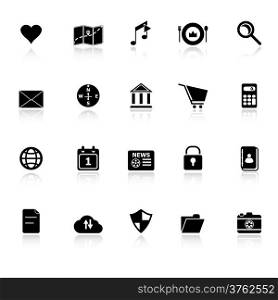 General application icons with reflect on white background, stock vector