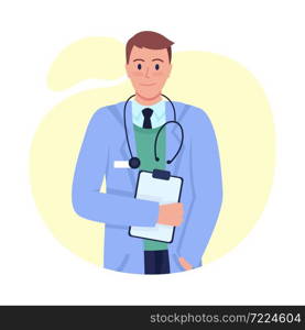 General care doctor semi flat color vector character. Posing figure. Full body person on white. Post covid syndrome isolated modern cartoon style illustration for graphic design and animation. General care doctor semi flat color vector character