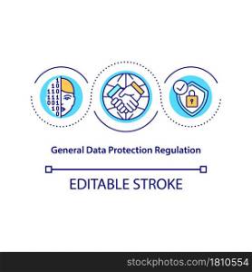 General data protection regulation concept icon. Law enforcement abstract idea thin line illustration. Customers information safety. Vector isolated outline color drawing. Editable stroke. General data protection regulation concept icon