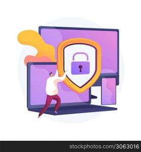 General data security. Personal information protection, database access control, cyber privacy. Synchronized gadgets, cross platform devices regulation. Vector isolated concept metaphor illustration. General data protection regulation vector concept metaphor