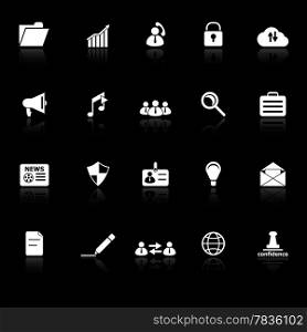 General document icons with reflect on black background, stock vector