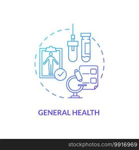 General health concept icon. Top testing category idea thin line illustration. Annual health visit. Monitoring circulatory diseases and diabetes risks. Vector isolated outline RGB color drawing. General health concept icon