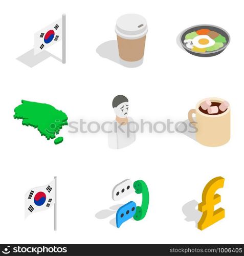 General health icons set. Isometric set of 9 general health vector icons for web isolated on white background. General health icons set, isometric style