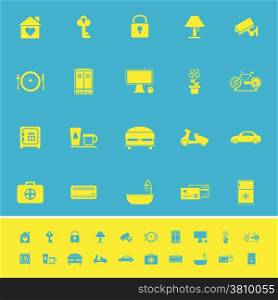 General home stay color icons on blue background, stock vector