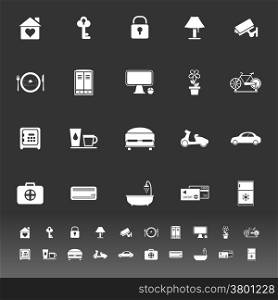 General home stay icons on gray background, stock vector