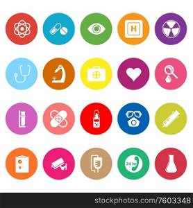 General hospital flat icons on white background, stock vector