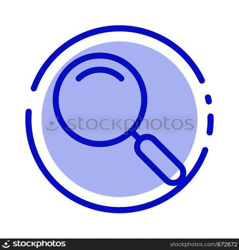 General, Magnifier, Magnify, Search Blue Dotted Line Line Icon