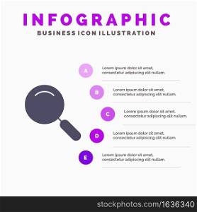 General, Magnifier, Magnify, Search Solid Icon Infographics 5 Steps Presentation Background