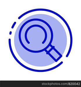 General, Magnifier, Search Blue Dotted Line Line Icon