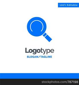 General, Magnifier, Search Blue Solid Logo Template. Place for Tagline