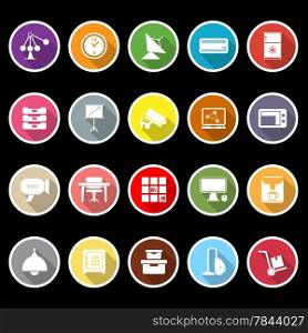 General office icons with long shadow, stock vector