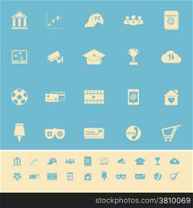 General online color icons on light blue background, stock vector