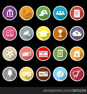 General online flat icons with long shadow, stock vector