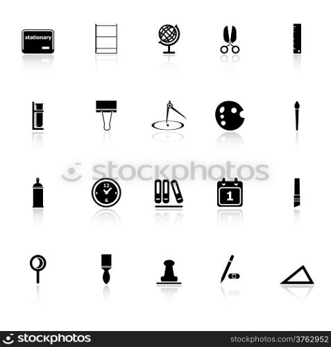 General stationary icons with reflect on white background, stock vector