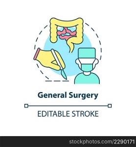 General surgery concept icon. Professional care. Medical center service abstract idea thin line illustration. Isolated outline drawing. Editable stroke. Arial, Myriad Pro-Bold fonts used. General surgery concept icon