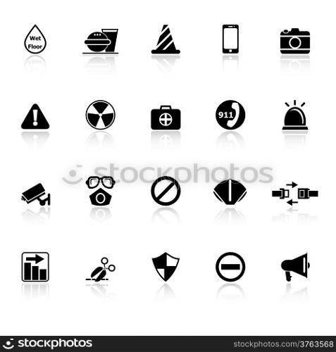 General useful icons with reflect on white background, stock vector
