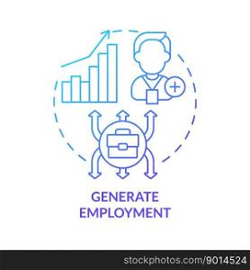 Generate employment blue gradient concept icon. Create new workplaces. Private sector role abstract idea thin line illustration. Isolated outline drawing. Myriad Pro-Bold font used. Generate employment blue gradient concept icon