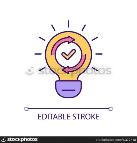 Generating new ideas for business RGB color icon. Startup creation. Brainstorming in entrepreneurship. Isolated vector illustration. Simple filled line drawing. Editable stroke. Arial font used. Generating new ideas for business RGB color icon