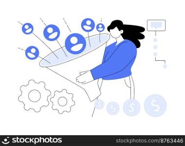 Generating new leads abstract concept vector illustration. Generate leads, digital marketing software, sales strategy, new customer interest, sales funnel, internet, CMS abstract metaphor.. Generating new leads abstract concept vector illustration.