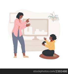 Generation gap isolated cartoon vector illustration Mother and daughter quarreling, generational family conflict, worldview gap, older generation moralizing young, being upset vector cartoon.. Generation gap isolated cartoon vector illustration