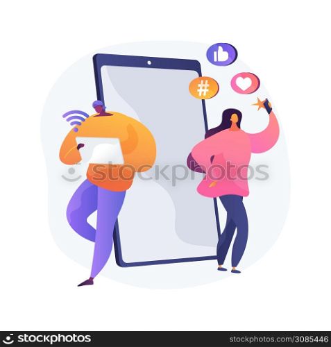 Generation Z abstract concept vector illustration. Hyper-connected world, childhood with tablet, mobile device, social media, mobile banking, personal finance, young people abstract metaphor.. Generation Z abstract concept vector illustration.