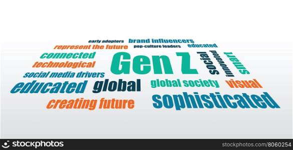 generation z characteristics words abstract vector horizontal background