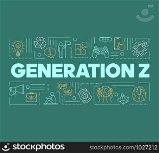 Generation Z word concepts banner. Modern technology and social media communication. Presentation, website. Isolated lettering typography idea with linear icons. Vector outline illustration