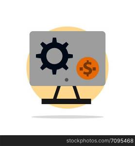Generator, Monitor, Screen, Setting, Gear, Money Abstract Circle Background Flat color Icon
