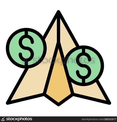 Generosity paper plane icon outline vector. Hand activist. Love charity color flat. Generosity paper plane icon vector flat