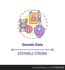 Genetic data concept icon. Personal sensitive data protection. Safety abstract idea thin line illustration. Isolated outline drawing. Editable stroke. Roboto-Medium, Myriad Pro-Bold fonts used. Genetic data concept icon