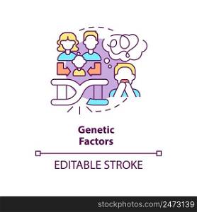 Genetic factors concept icon. Inherited anxiety disorder. Phobia cause abstract idea thin line illustration. Isolated outline drawing. Editable stroke. Arial, Myriad Pro-Bold fonts used. Genetic factors concept icon
