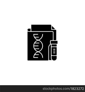 Genetic information privacy black glyph icon. Protection against genetic discrimination. Individual and family security. Personal data. Silhouette symbol on white space. Vector isolated illustration. Genetic information privacy black glyph icon