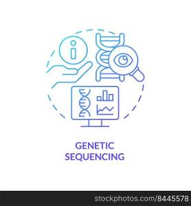 Genetic sequencing blue gradient concept icon. DNA molecule research. Pandemic prevention abstract idea thin line illustration. Isolated outline drawing. Myriad Pro-Bold fonts used. Genetic sequencing blue gradient concept icon