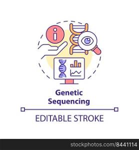 Genetic sequencing concept icon. DNA molecule. Pandemic prevention abstract idea thin line illustration. Isolated outline drawing. Editable stroke. Arial, Myriad Pro-Bold fonts used. Genetic sequencing concept icon