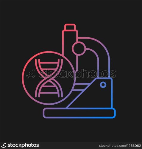 Genetic trials gradient vector icon for dark theme. Genetic conditions treatment. Reveal mutations in genes. Thin line color symbol. Modern style pictogram. Vector isolated outline drawing. Genetic trials gradient vector icon for dark theme