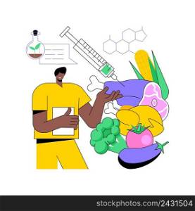 Genetically modified foods abstract concept vector illustration. Genetically modified organism, GM food industry, biotech product, health issue, nutrition safety, disease risk abstract metaphor.. Genetically modified foods abstract concept vector illustration.