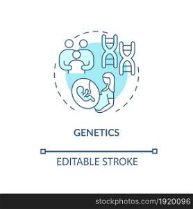 Genetics concept icon. ADHD cause abstract idea thin line illustration. Hereditary component. Genetically predisposed mother, father. Vector isolated outline color drawing. Editable stroke. Genetics concept icon
