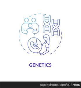 Genetics concept icon. ADHD cause abstract idea thin line illustration. Hereditary component. Familial disorder. Genes, mutations. Genetically predisposed parent. Vector isolated outline color drawing. Genetics concept icon