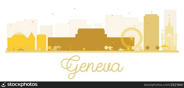 Geneva City skyline golden silhouette. Vector illustration. Simple flat concept for tourism presentation, banner, placard or web site. Business travel concept. Cityscape with landmarks